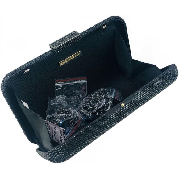 Black Red Luxury Crystal Heart and Love Clutch Rhinestone Mini Evening Bags - Picture 4 of 9